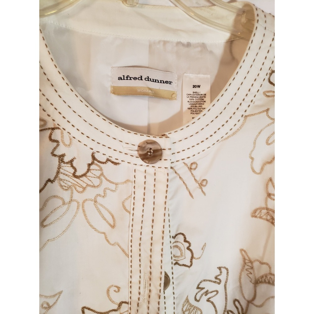 Women's Alfred Dunner White Embroidered Jacket Size 20W - Picture 3 of 5